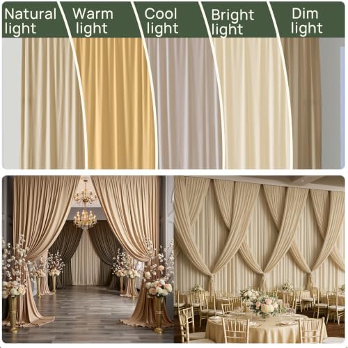10x16 ft Champagne Backdrop Curtains for Weddings, Birthdays and Photos - Image 6