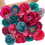 Serwalin Artificial Hot Pink & Teal Flowers Magenta Silk Flower for Wedding by Serwalin