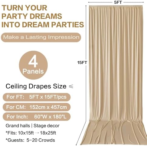 20ft×15ft Camel Backdrop Curtain for Wedding Party - Image 6