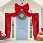 Giant Velvet Bow 32x83 Inch with Drapes Wedding Birthday,Red - Image 3