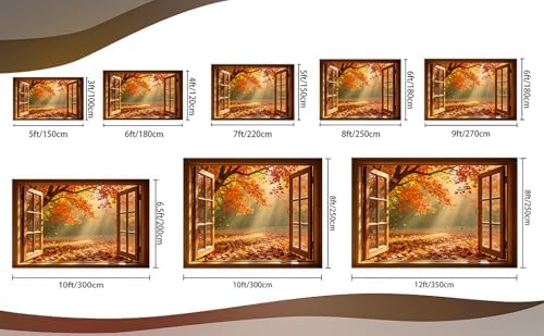 8x6FT Fall Window Backdrop, Autumn Forest Maple Leaves Photo Background - Image 7
