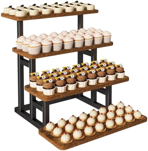 IBUYKE 4 Tier Cupcake Stand,Tiered Display Stand,Brown TLJ018H by IBUYKE