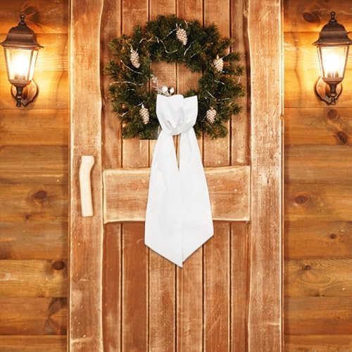 10 Pieces Christmas Wreath Sash for Front Door, Winter White Cotton Ribbon Bow for Wreath Decorations - Image 4