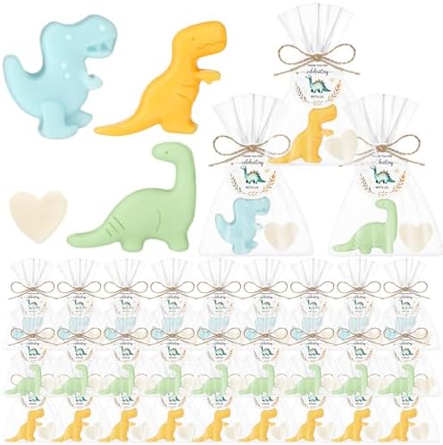 Demissle 40 Sets Dinosaur Soap Party Favors Bulk, Mini Handmade Dino Soaps by Demissle