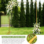 Wedding Arch Backdrop Stand Square 6.6FTx6.6FT Gold Metal Balloon Arch Stand Garden Arbor Backdrop Frame for Wedding Birthday Party Baby Shower Photo Booth Background Decoration - Image 5
