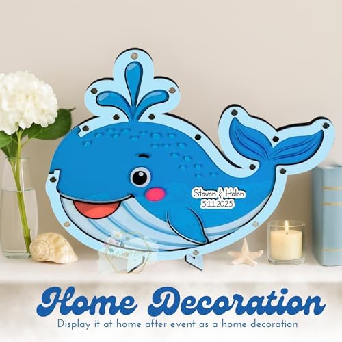 Whale Guest Book Alternative, Personalized Wooden Ocean Wedding Keepsake - Image 3