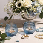 24 Pcs Blue Votive Candle Holders for Bridal Shower Decorations- Floral Style Dusty Blue Candle Holder for Wedding Table Centerpieces, Baby Shower Decor - Image 5