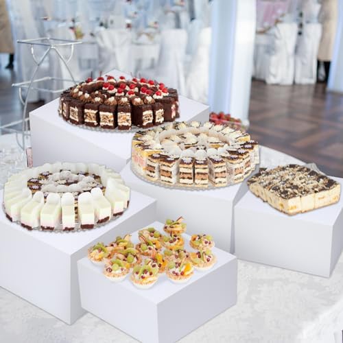 Geelin 8 Pack Acrylic Buffet Display Risers for Food Jewelry,White,Flat - Image 5