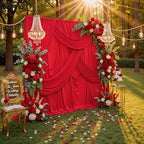 10ft x 10ft Wrinkle Free Red Backdrop Curtains for Parties, Polyester Photo Backdrop Drapes 2 Panels 5x10ft for Weddings Birthday Party Christmas Photography Background - Image 6