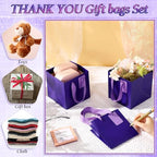 Windyun 50 Pcs Mini Paper Gift Bags with Handle 6 x 6 x 6'' Square Small Favor Bag with DIY Thank You Tag for Christmas Birthday Wedding Bridal Shower Bridesmaid Graduation Party (Purple) - Image 4