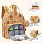 BabbleRoo Diaper Bag Backpack - Baby Essentials Travel Tote - Multi Function Water Resistant Diaper Bag, Travel Essentials Baby Bag with Changing Pad, Stroller Straps & Pacifier Case - Unisex, Safari - Image 5