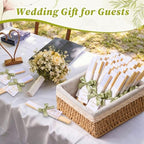 Beeveer 50 Sets Folding Wedding Fan Favor for Guest with Basket, Ready to Use Bulk White Folding Hand Paper Fan with Bow Ribbon Thank You Tag, Bridal Shower Wedding Party Favor Gift (Green,Daisy) - Image 3
