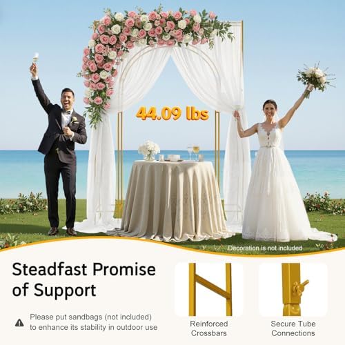 Wedding Arch Backdrop Stand, Gold Wedding Arches for Ceremony Square Metal Balloon Arch Stand Garden Arbor Frame for Wedding Birthday Party Baby Shower Photo Booth Background Decoration - Image 3