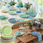 Zhehao 150 Pcs Blue Green Paper Plates Napkins Serves 50 - Image 6