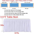 14ft White Table Skirts for Rectangle Tables Polyester Pleated Ruffle Table Skirt Tablecloth for Wedding Birthday Party Baby Bridal Shower Banquet Decoration - Image 4