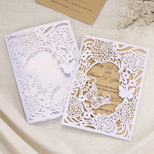 50pcs Rustic Wedding Invitations Accessories Blank Kraft Invitation Cards - Image 2