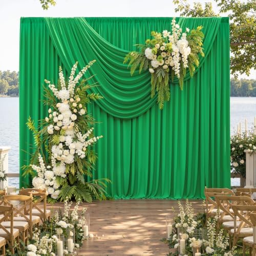 20ft x 12ft Green Backdrop Curtains for Parties, Wrinkle Free 4 Panels Photo Backdrop Drapes Back Drop Cloth for Wedding Birthday Photography Background Decor - Image 3