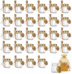 R DRURLCD 30 Pack 3 oz Small Hexagonal Mini Glass Honey Jars in Bulk with Wooden Dipper Bee Charms Thank You Cards Jutes for Baby Shower Wedding Birthdays Party Favors Gifts by RDRURLCD