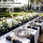 Rubtlamp 60Pcs Black Plastic Plates, Black Disposable Plates With Gold Rim, Clear Heavy-duty Party Plates, Hammered Plastic plates Include 30 Dessert Platos, 30 Dinner Platos for Party - Image 6