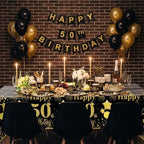Ceenna 452 Pcs 50th Birthday Party Decoration Men for 50 Guests, Happy Black Gold 50th Birthday Paper Plates Napkins Cups Tablecloth Cutlery Straw Cheers to 50 Tableware Party Supplies for Women Men - Image 5