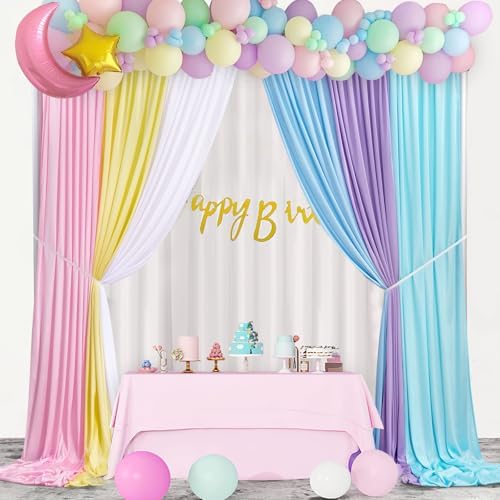 Party Backdrop Curtain 15ftx7ft - Pastel Wrinkle Free Satin Drapes - Image 5