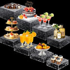 Geelin 8 Pack Acrylic Buffet Display Risers for Food Jewelry,Clear,Wave by Geelin