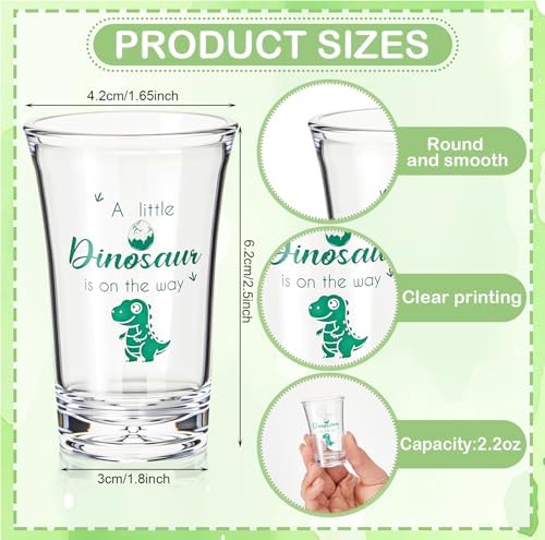 Sliner 48 Pcs Dinosaur Baby Shower Acrylic Shot Glasses, 1.4oz Card Bag - Image 3