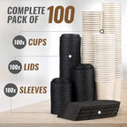 Promora 16 oz Natural Cream Disposable Coffee Cups with Lids & Sleeves, Hot Coffee Cup Sleeves Disposable, Premium Insulated To Go Coffee Paper Cups with Lids & Sleeves (16 oz, Pack of 100) - Image 4