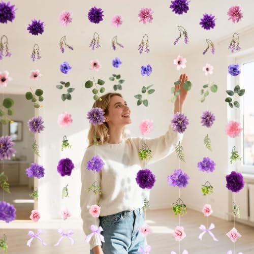 Livole 6Pcs 36Ft Wildflower Garland with Bow Hanging Flower Wall Backdrop - Image 2