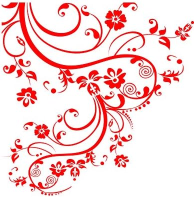 Red Color Swirl Flower Floral Decal Design. Edge Wall Decal. (100in X 29in) #262A - Image 2