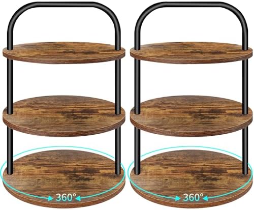 Cupcake Stand, 360° Rotating Wooden Cupcake Stand 3 Tier Large Dessert Table Display Set Cupcake Tower Tiered Tray Stand Serving Tray for Party Supplies Vendor Display Farmhouse Decor (2 Pack) by Lilybud--lily