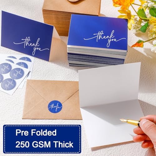 Gueevin 200 Pcs Thank You Cards with Envelopes Stickers, 3.5x5", Navy Blue - Image 4