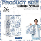 Kolldenn 24 Pcs Blue Floral Gift Bags with Handles, 10x5x13 In - Image 6