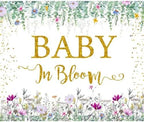 10x6.5ft Wildflower Floral Baby Shower Decorations Backdrop Gold Bloom Baby Decor Background for Photography Gender Neutral Baby Shower Party Supplies Studio Photo Booth Props - Image 2