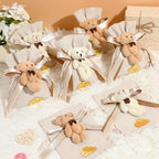 Shinylin 24 Pcs Bear Gift Bag Bulk for Baby Shower Guest Favor 5.3 x 7.1 Inches Candy Cute Plush Bear Drawstring Bag with Bow Thank You Acrylic Sign for Baby Boy Girl Party Decorations(Beige) - Image 4