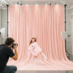Blush Pink Backdrop Curtains-Wrinkle-Free Polyester Photography Drapes Party Curtain Background for Baby Shower Wedding Decorations- 16 X10FT - Image 3