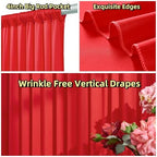 30ft x 10ft Wrinkle Free Red Backdrop Curtains for Parties, Polyester Photo Backdrop Drapes 6 Panels 5x10ft for Weddings Birthday Party Christmas Photography Background - Image 7
