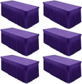 6 Packs Purple Spandex Table Covers 6 Foot, Fitted Stretch Table Cloth with Skirts 72x30 Inch, Wrinkle-Free Floor Length Rectangle Tablecloths for Trade Show Weddings Parties Banquets Events by Shillance