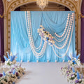 20ft x 10ft Baby Blue Backdrop Curtains for Parties, 4 Panels 5×10ft Soft Silky Polyester Photo Backdrop Drapes for Weddings Birthday Party Photography Baby Shower Home Decorations by ENJOYYOURPARTY