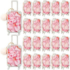 LemonRoad 60 Pcs Mini Empty Suitcase Box with Plush Keychain, Pink by Unknown