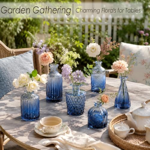 UPBUD Glass Blue Bud Vases Set of 12, Mini Vases for Flowers - Image 4