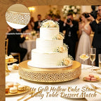 Cake Stand, Metal Round Cupcake Dessert Stand Cake Display Holder Cookies Fruit Serving Tray Decor for Wedding Party Birthday Baby Showers Anniversary (14 in, Dark Gold) - Image 3