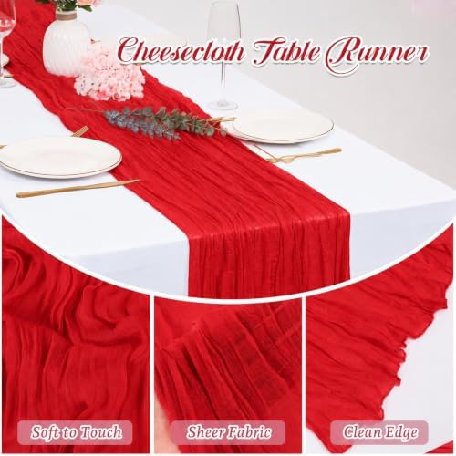 Red Cheesecloth Table Runners 10FT Runner for Events Table Decor - Image 5