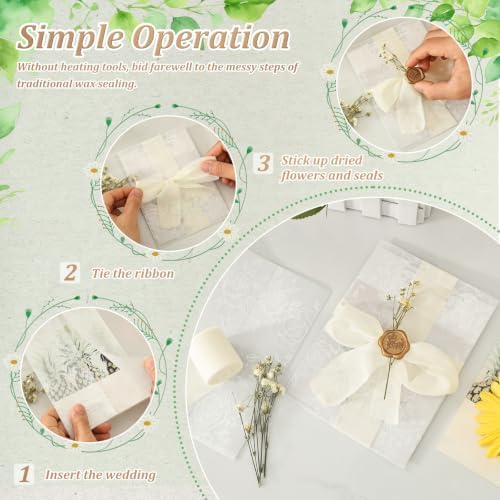 150PCS Wedding Invitation Kit, 5x7 Pre-Folded Vellum Jackets & Wax Seals - Image 5