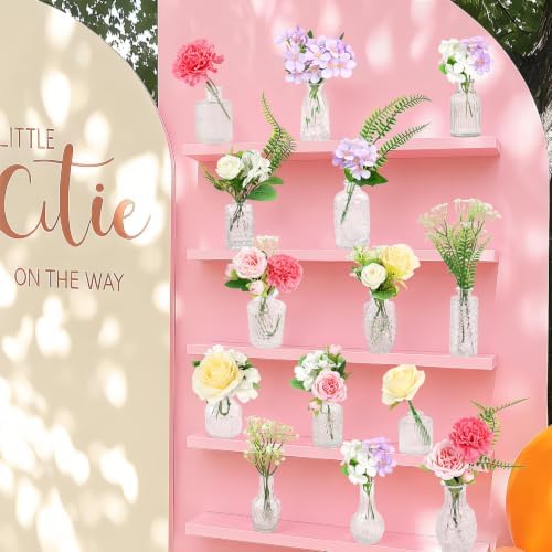 WARMALL Artificial Flowers with Vases, 16 Pcs Bud Vases, & 44Pcs Artificial Color Flower DIY Set Suitable for Centerpieces Table Weddings Party Office and Indoor Decor Mini Small Glass Clear（Color） - Image 6