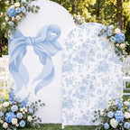 Mindsoft 2 Set Blue Bow Floral Arch Backdrop Cover 7.2ft 6.6ft by Mindsoft