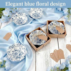 SiliFine 96 Pcs Wedding Favors for Guests Small Ceramic Bowls, Flower, Blue - Image 2