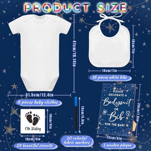 69 Pcs Baby Bib Bodysuit Baby Shower Set Baby Shower Game Sign Baby Feeder Bib Newborn Bodysuit Fabric Marker - Image 2