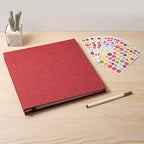 Large Photo Album Self Adhesive for 4x6 8x10 Magnetic Scrapbook Album DIY 60 Black Sticky Pages Linen Cover Photo Album(Red) - Image 6