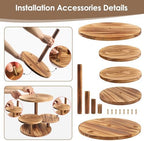 Esmorah Rustic Wooden Dessert Table Display Set of 4, Round Cupcake Stand - Image 3
